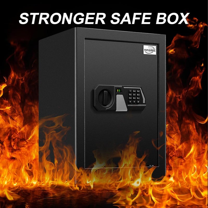 Tenamic Fireproof Safe Box 2.2 Cuft Electronic Digital Security Box, Keypad Large Lock Box Cabinet Safes with Internal Light, Solid Alloy Steel Office Hotel Home Safe with 2 Passwords, Black - Image 3